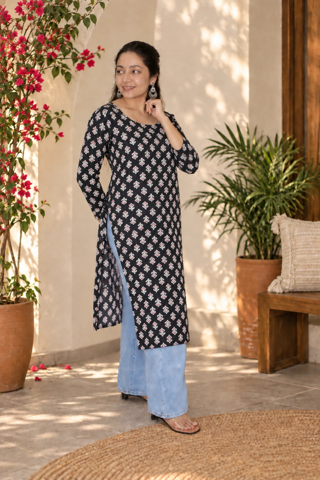 Saira Floral Katha Print Kurta 🌸