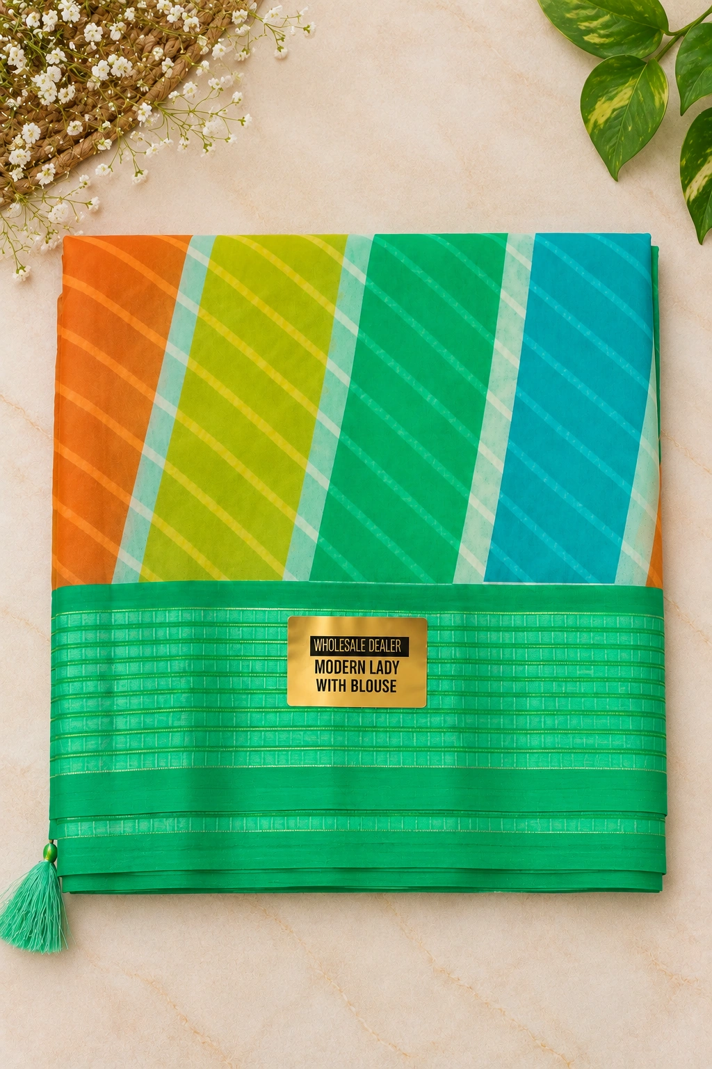 Vastriya Multicolour Stripe Georgette Saree